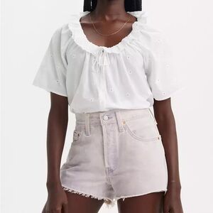 Levis 501 Jean Shorts Button High Waist Lavender Purple